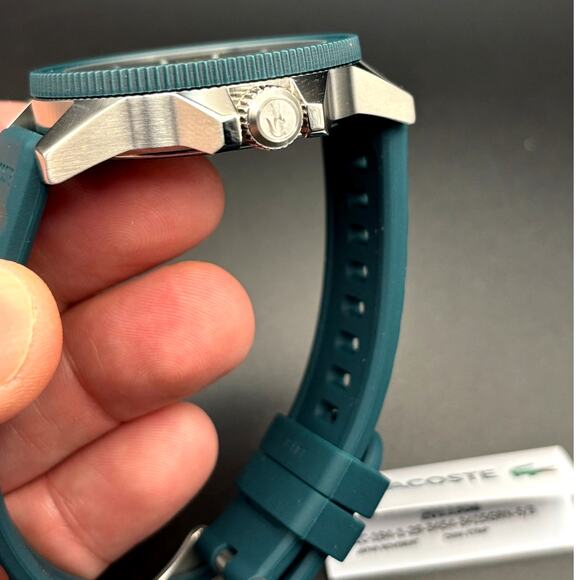 Lacoste Highkey 2011358 Men’s Green Silicone Strap Quartz Watch NIBWT - Picture 13 of 17